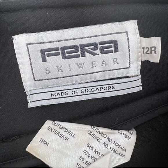 Fera Black Stirrup Strap Ski Pants Size 12R - Picture 8 of 12
